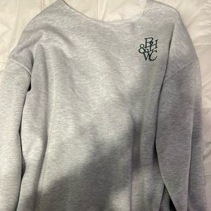 grey off the shoulder crewneck